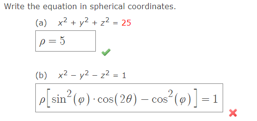 Solved Write the equation in spherical coordinates. (a) | Chegg.com