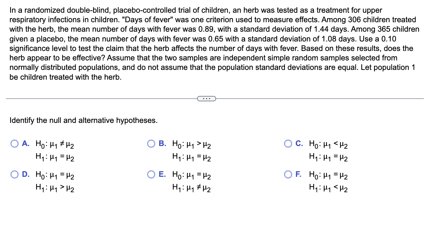 Solved In A Randomized Double-blind, Placebo-controlled | Chegg.com