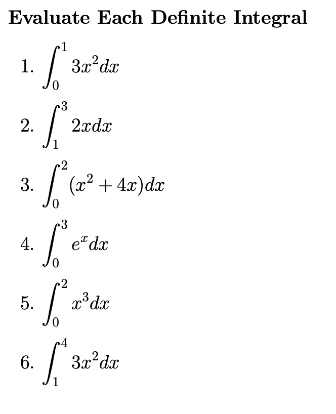 Solved Evaluate Each Definite Integral 1. ∫013x2dx 2. | Chegg.com