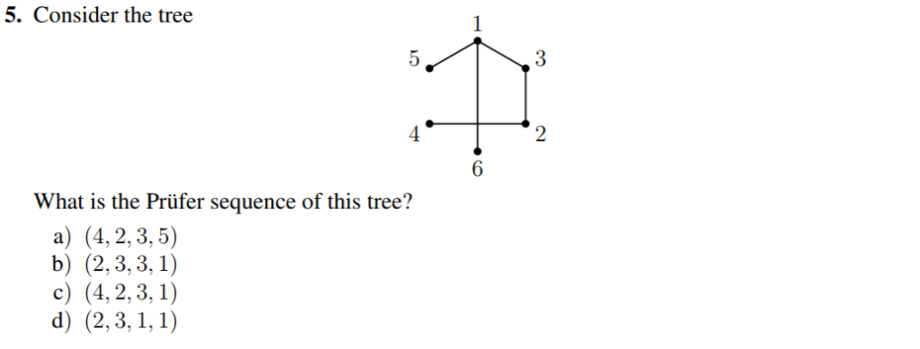 Solved 5. Consider the tree 3 2 4 What is the Prüfer | Chegg.com