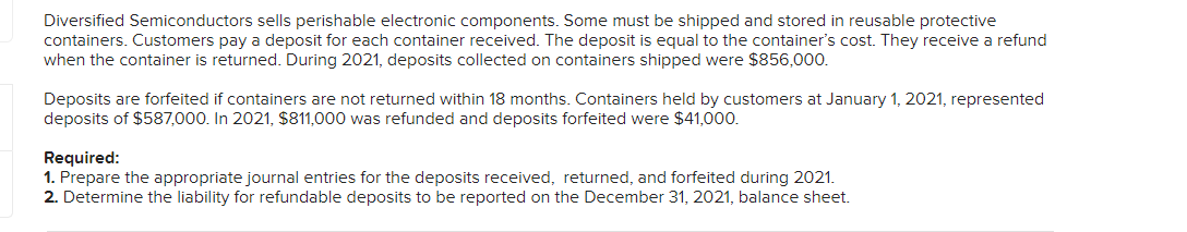 Solved Diversified Semiconductors sells perishable | Chegg.com