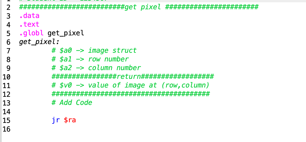 Solved 3 Image Accessor (20 marks) Template : getPixel. asm, | Chegg.com