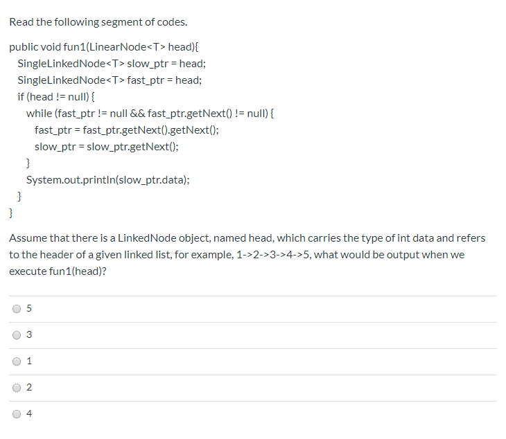 Solved Read the following segment of codes. public void | Chegg.com