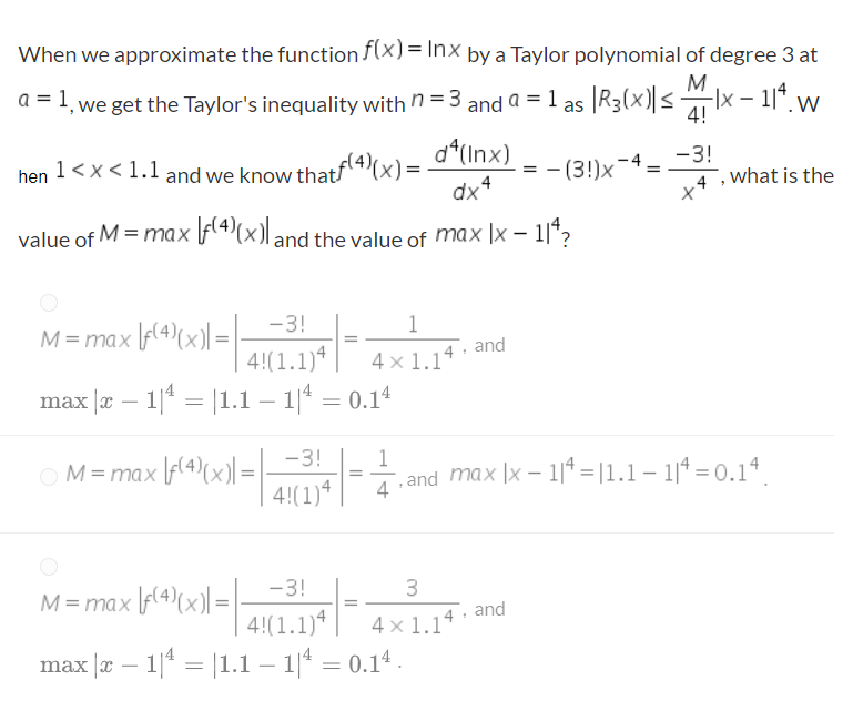 Solved When we approximate the function f(x) = Inx by a | Chegg.com