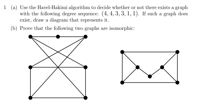 Solved 1 (a) Use the Havel-Hakimi algorithm to decide | Chegg.com