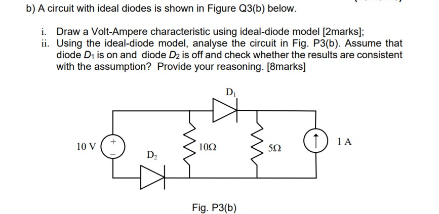 Solved b) A circuit with ideal diodes is shown in Figure | Chegg.com