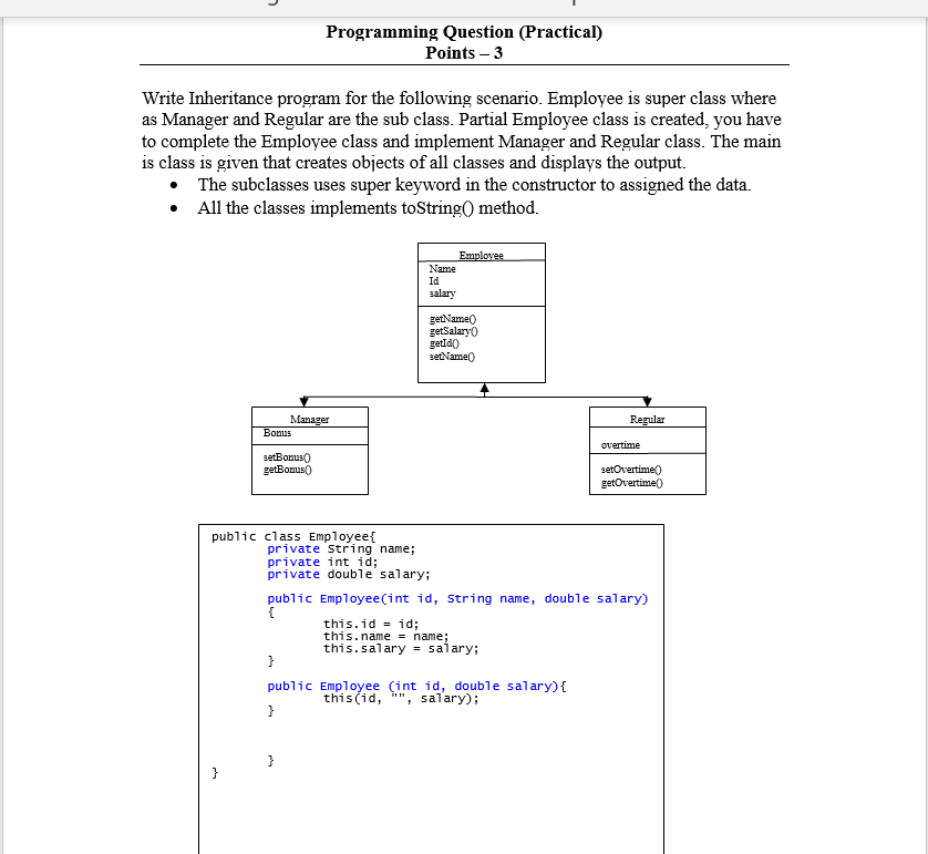 Solved Programming Question (Practical) Points - 3 Write | Chegg.com