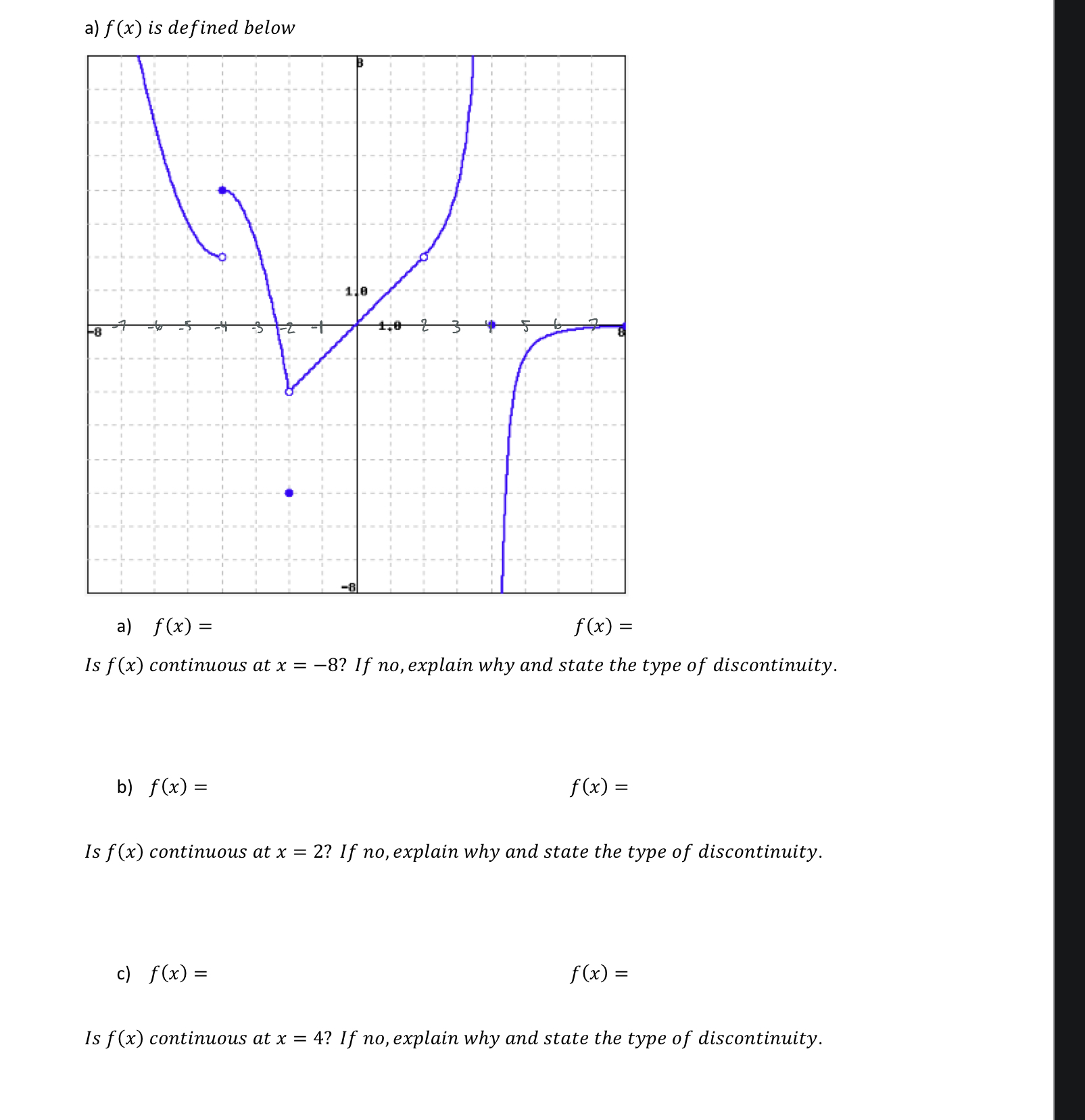 Solved a) f(x) is defined below a) f(x) : f(x)= Is f(x) | Chegg.com