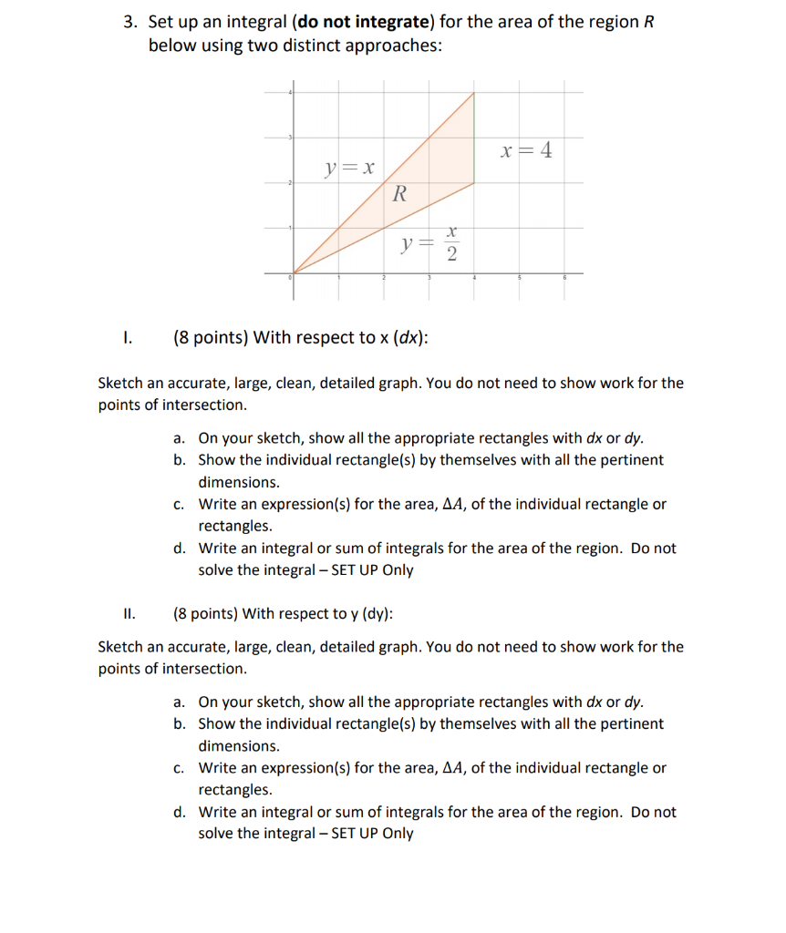 Solved 3. Set up an integral (do not integrate) for the area | Chegg.com