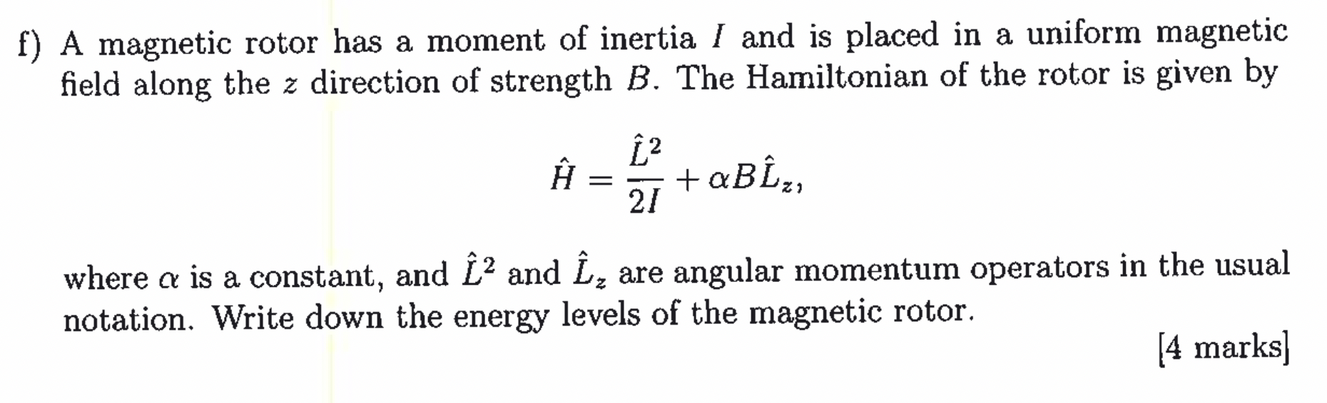 Solved f) A magnetic rotor has a moment of inertia I and is | Chegg.com