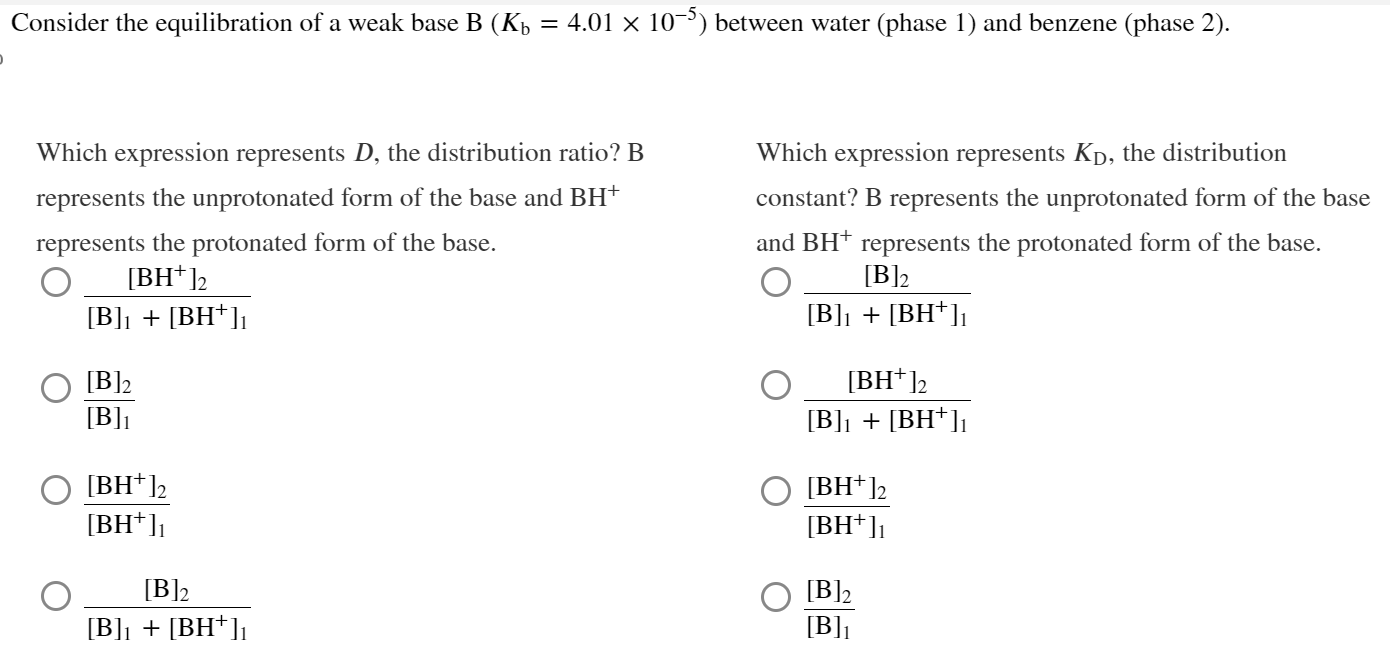 Solved Consider The Equilibration Of A Weak Base | Chegg.com