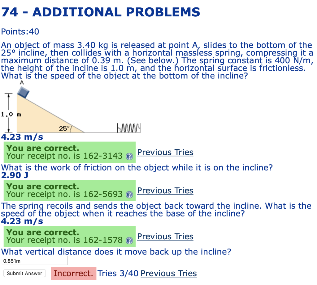 Solved An Object Of Mass 3 30 Kg Is Released At Point A Chegg Com