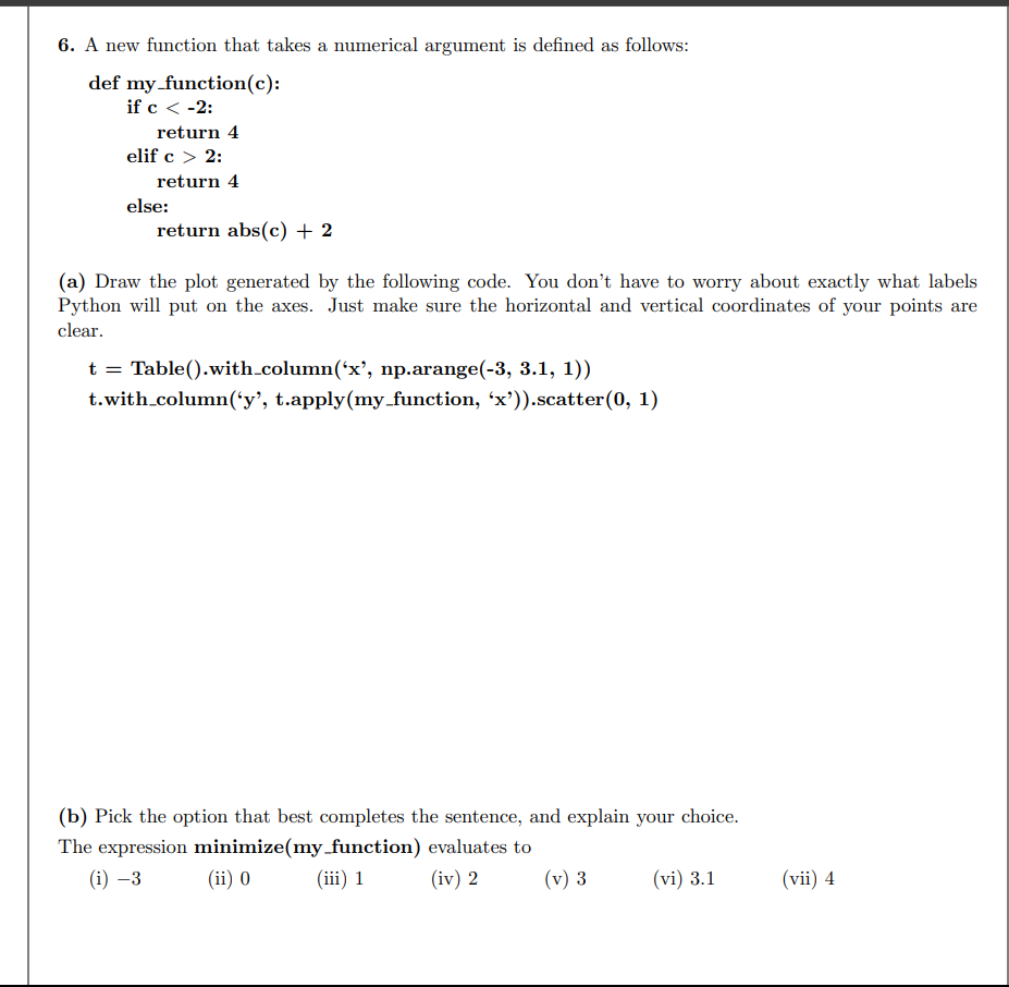 Solved 6. A new function that takes a numerical argument is | Chegg.com