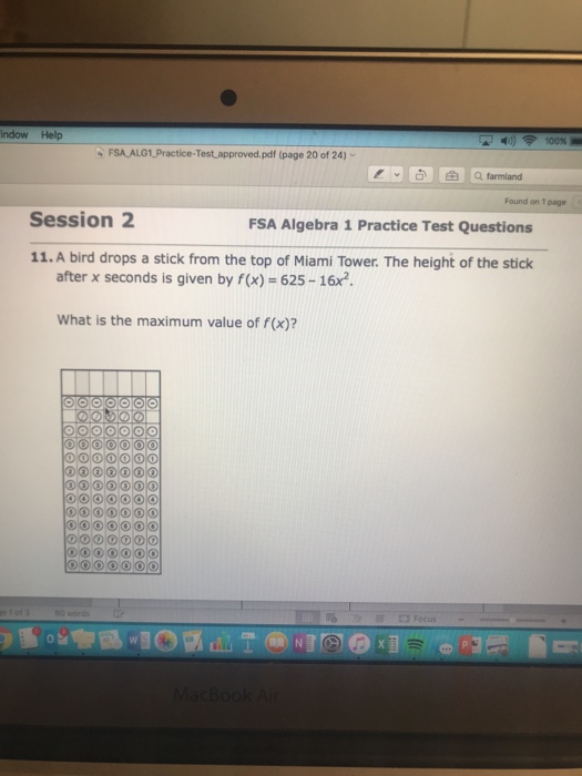 Solved indow help fsa aloi practice testapproved pdf page chegg