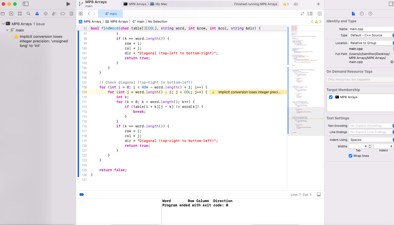 Solved ⇒ MP6 Arrays 1 issue | Chegg.com