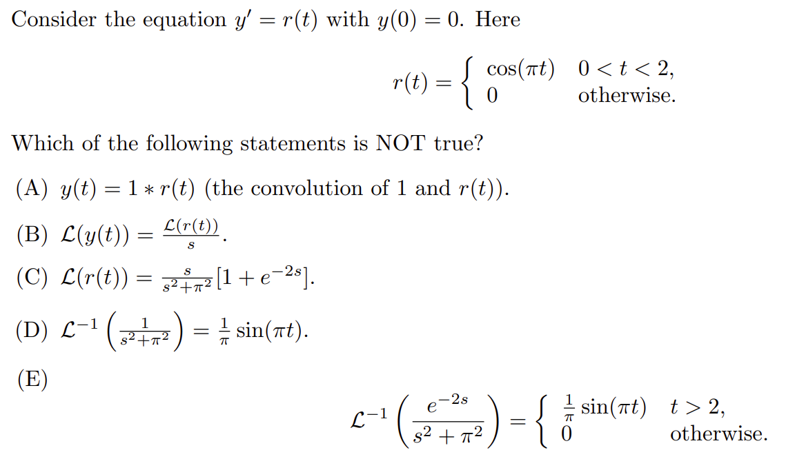 Solved Consider the equation y′=r(t) with y(0)=0. Here | Chegg.com