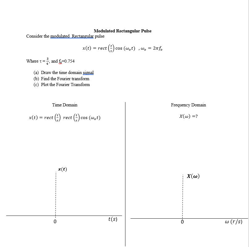 Solved Modulated Rectangular Pulse Consider the modulated | Chegg.com