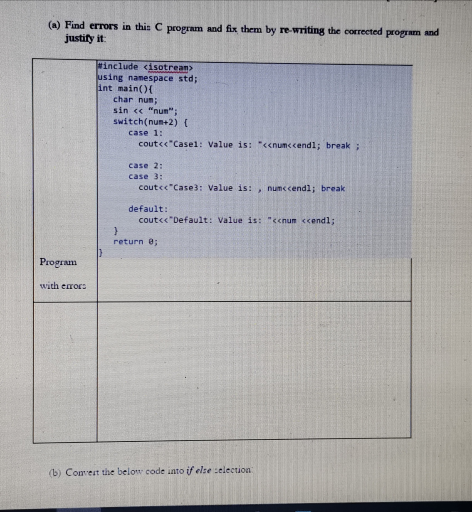 Solved (a) Find errors in this C program and fix them by | Chegg.com