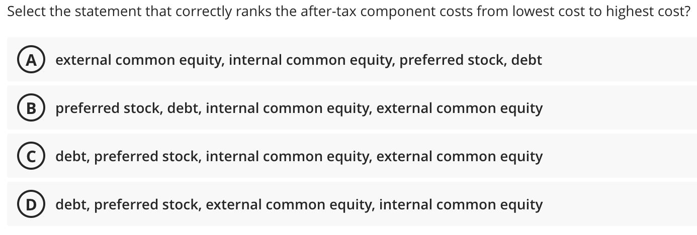 Solved Select the statement that correctly ranks the | Chegg.com