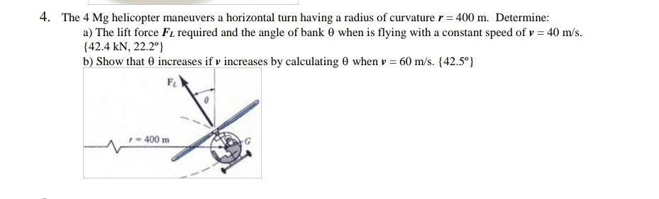 Solved 4. The 4 Mg Helicopter Maneuvers A Horizontal Turn | Chegg.com