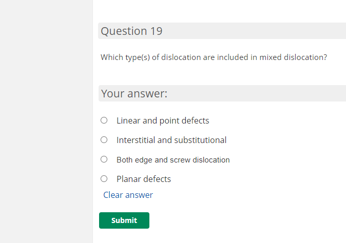 Solved Question 19 Which type(s) of dislocation are included | Chegg.com