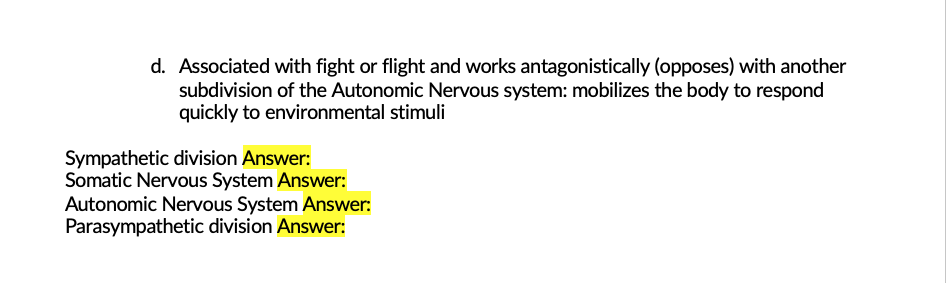 Solved Activity 1: Components of the Nervous System 1. Name | Chegg.com