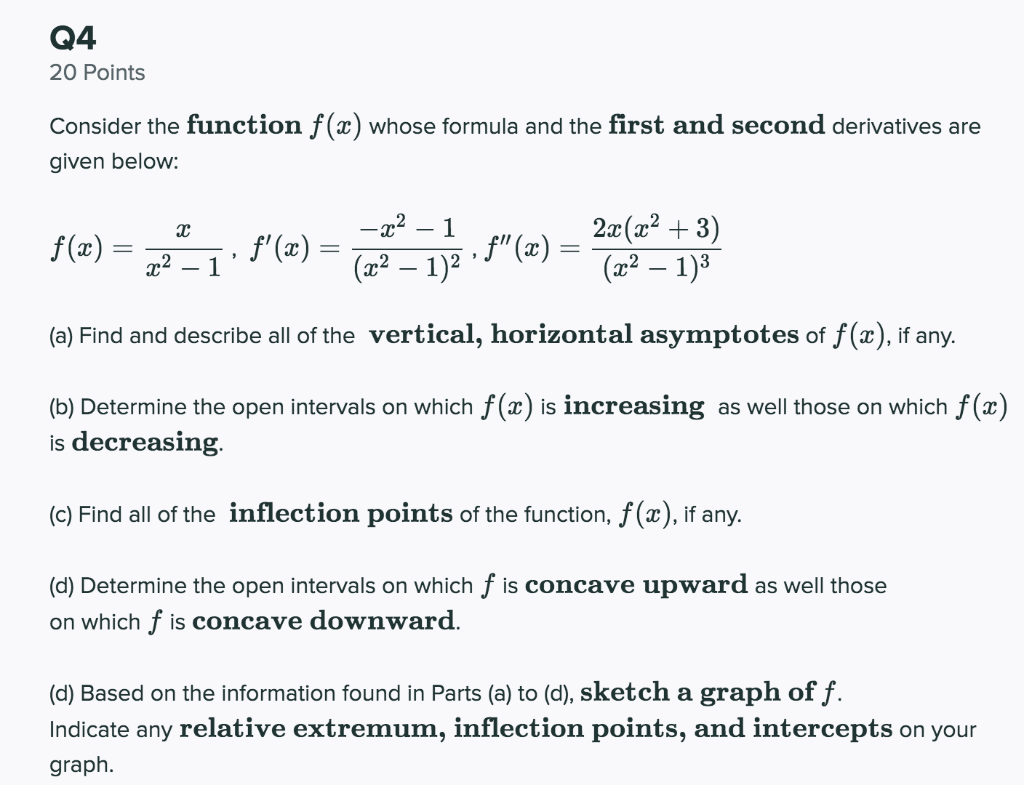 Solved Q4 20 Points Consider the function f(x) whose formula | Chegg.com