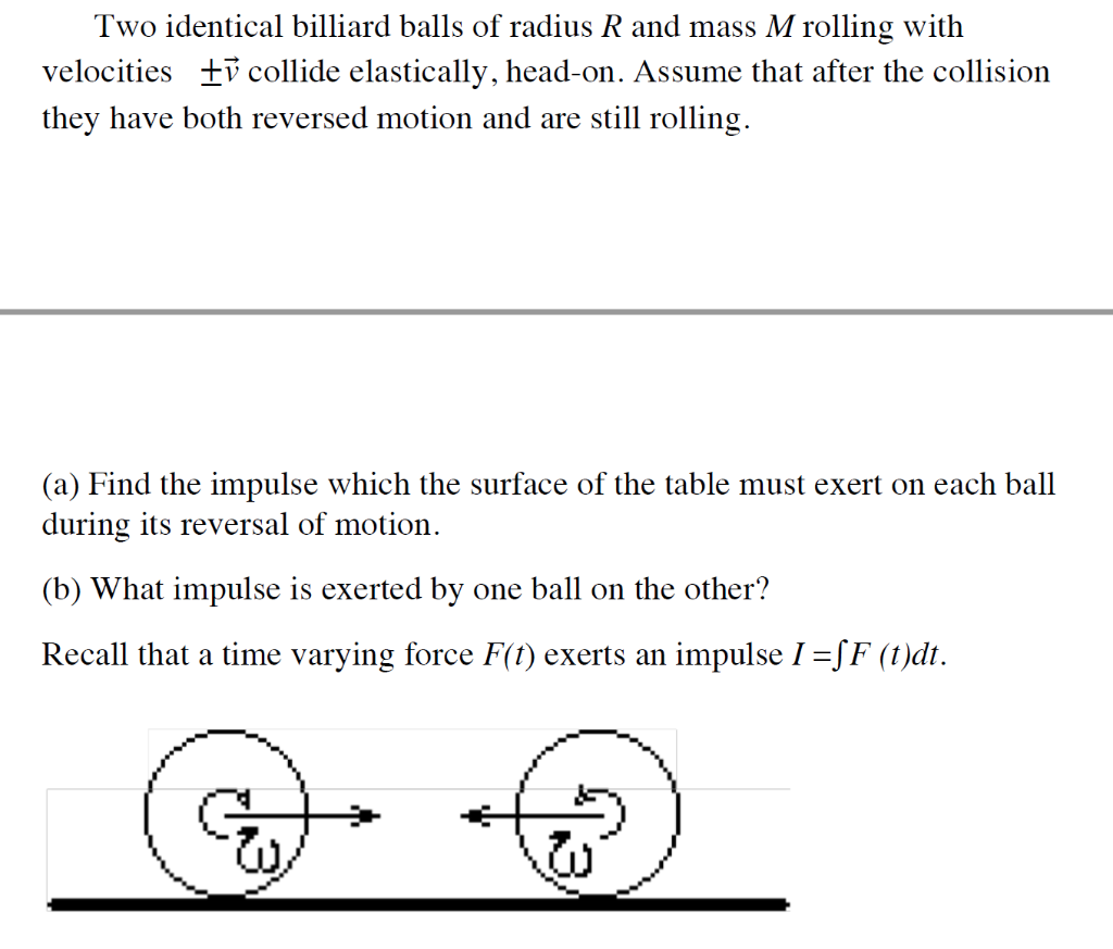 Solved Two identical billiard balls of radius R and mass M