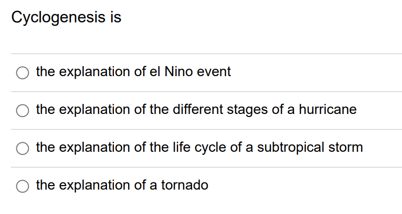 Solved Cyclogenesis is the explanation of el Nino event the | Chegg.com