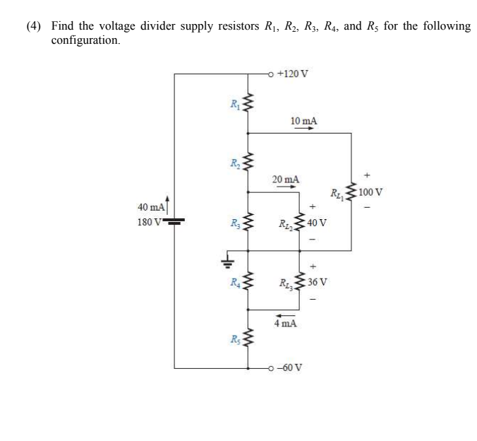 Solved (4) Find the voltage divider supply resistors R1, R2, | Chegg.com