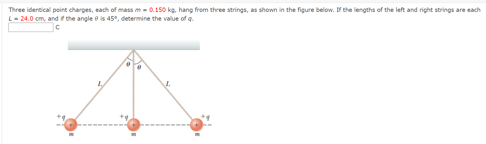 Solved Three identical point charges, each of mass m = 0.150 | Chegg.com