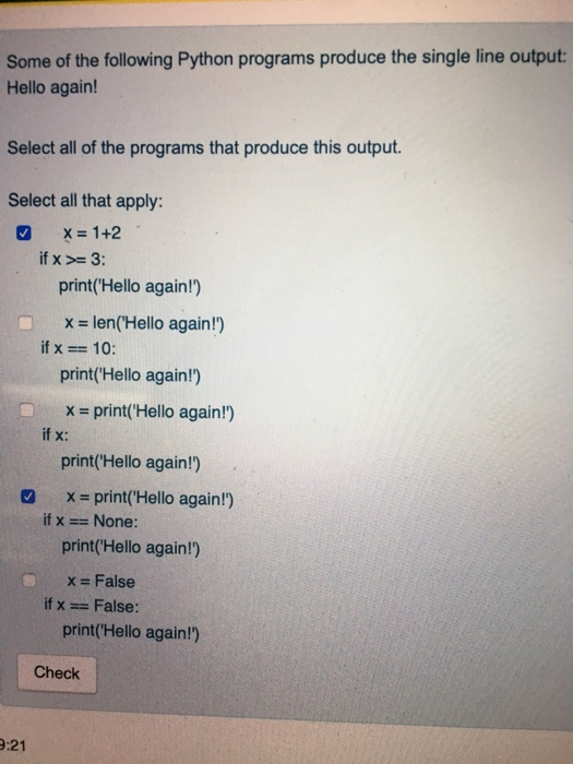 Solved Some of the following Python programs produce the | Chegg.com