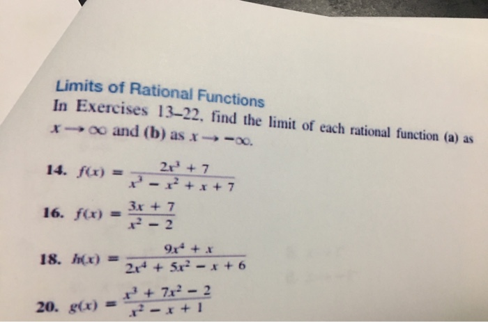 Solved Limits of Rational Functions In Exercises 13-22. find | Chegg.com