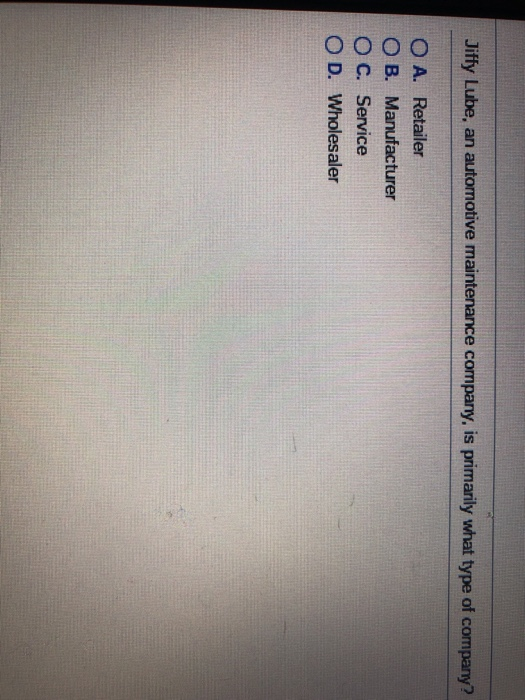 Solved Jiffy Lube, an automotive maintenance company, is