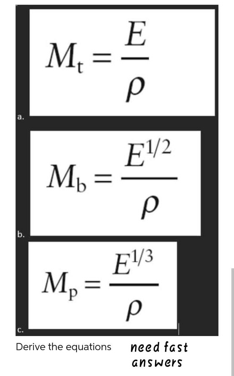E M р a. E1/2 M) = р b. F1/3 M, р C. Derive the
