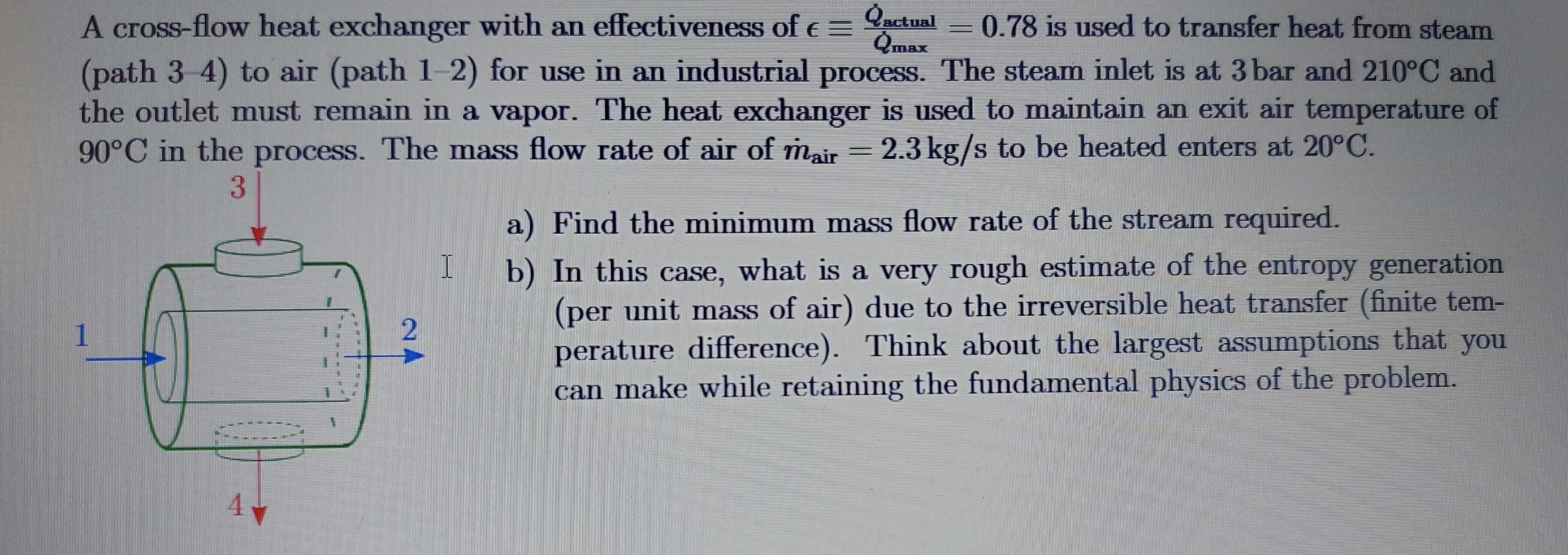 solved-a-cross-flow-heat-exchanger-with-an-effectiveness-of-chegg