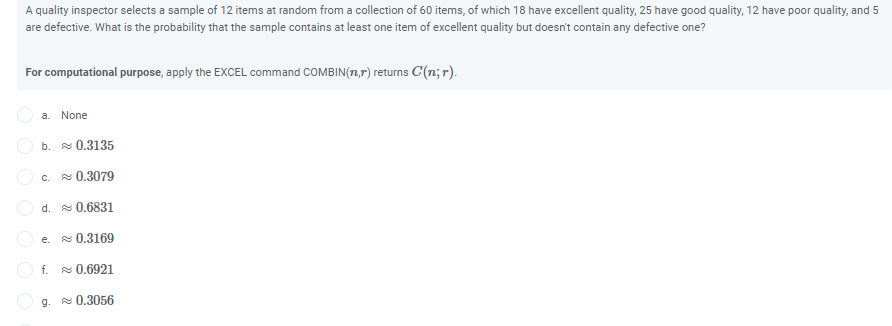 Solved A quality inspector selects a sample of 12 items at | Chegg.com