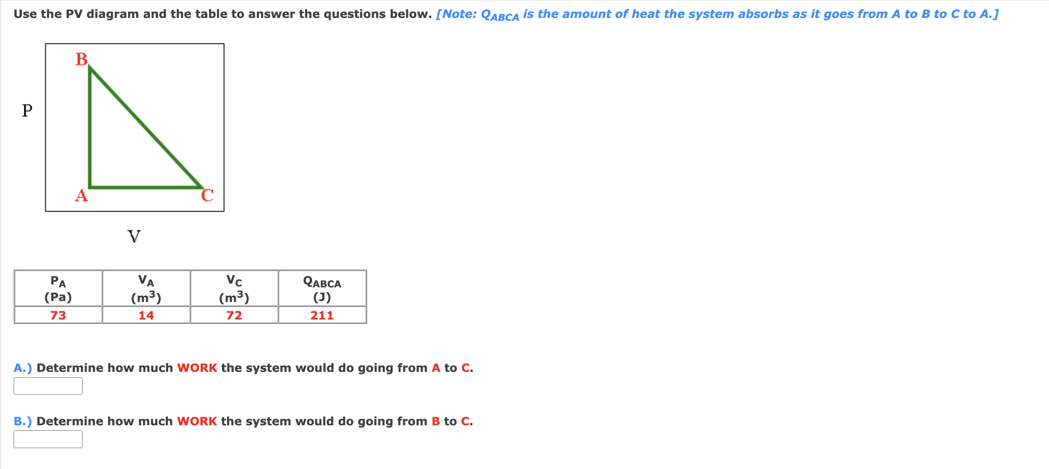Solved Use the PV diagram and the table to answer the | Chegg.com