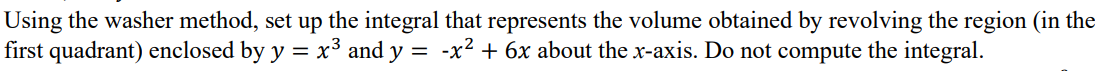 Solved Using The Washer Method, Set Up The Integral That | Chegg.com