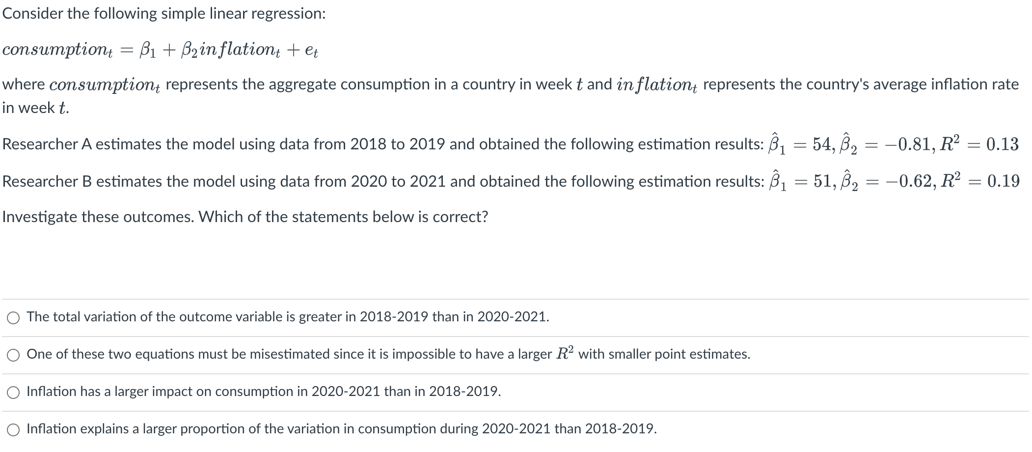 Solved Consider The Following Simple Linear Regression: | Chegg.com