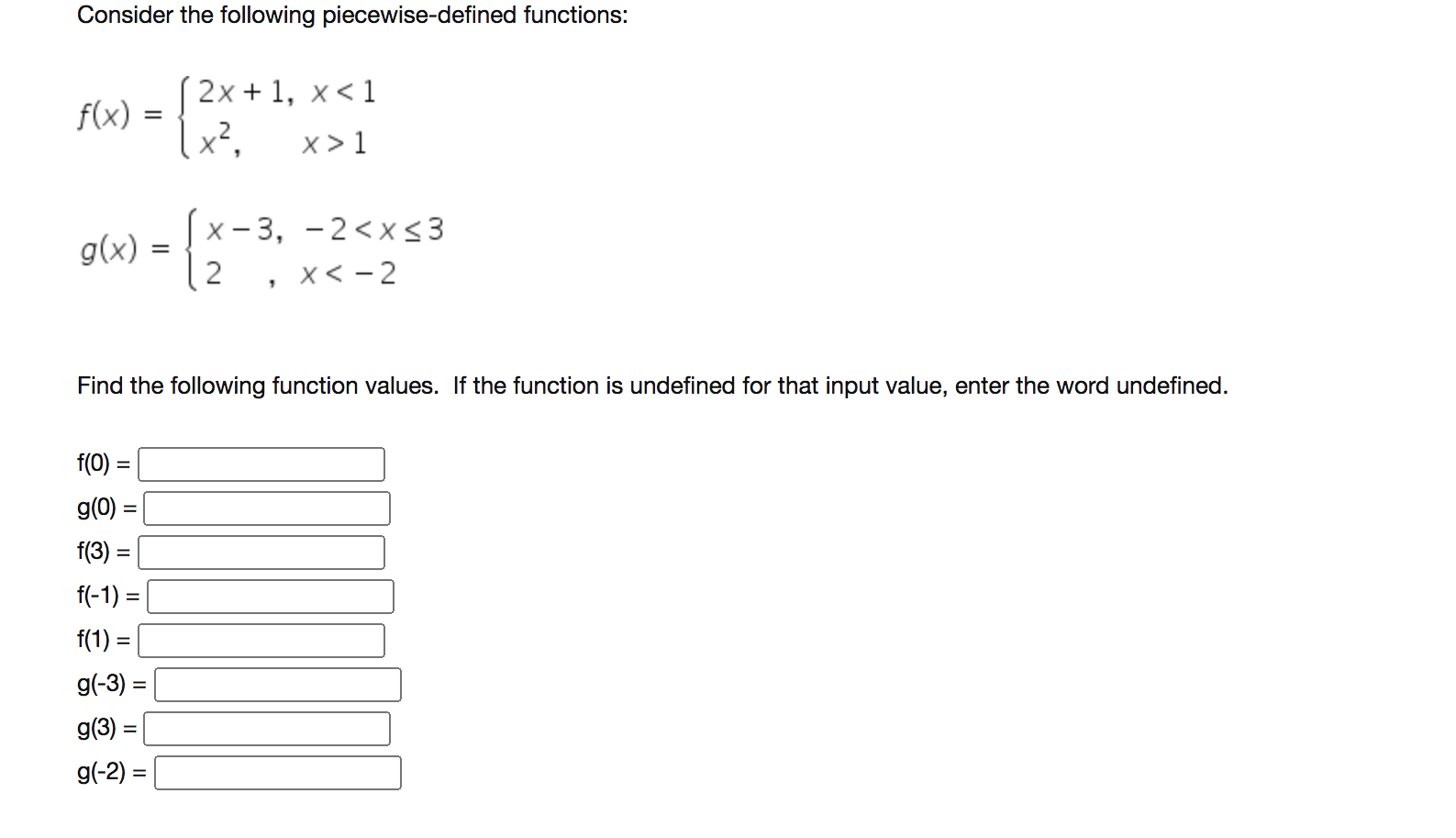 Solved Consider the following piecewise-defined functions: | Chegg.com