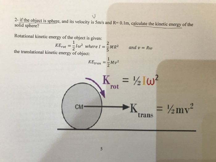 Solved 2- if the object is sphere, and its velocity is 5m/s | Chegg.com