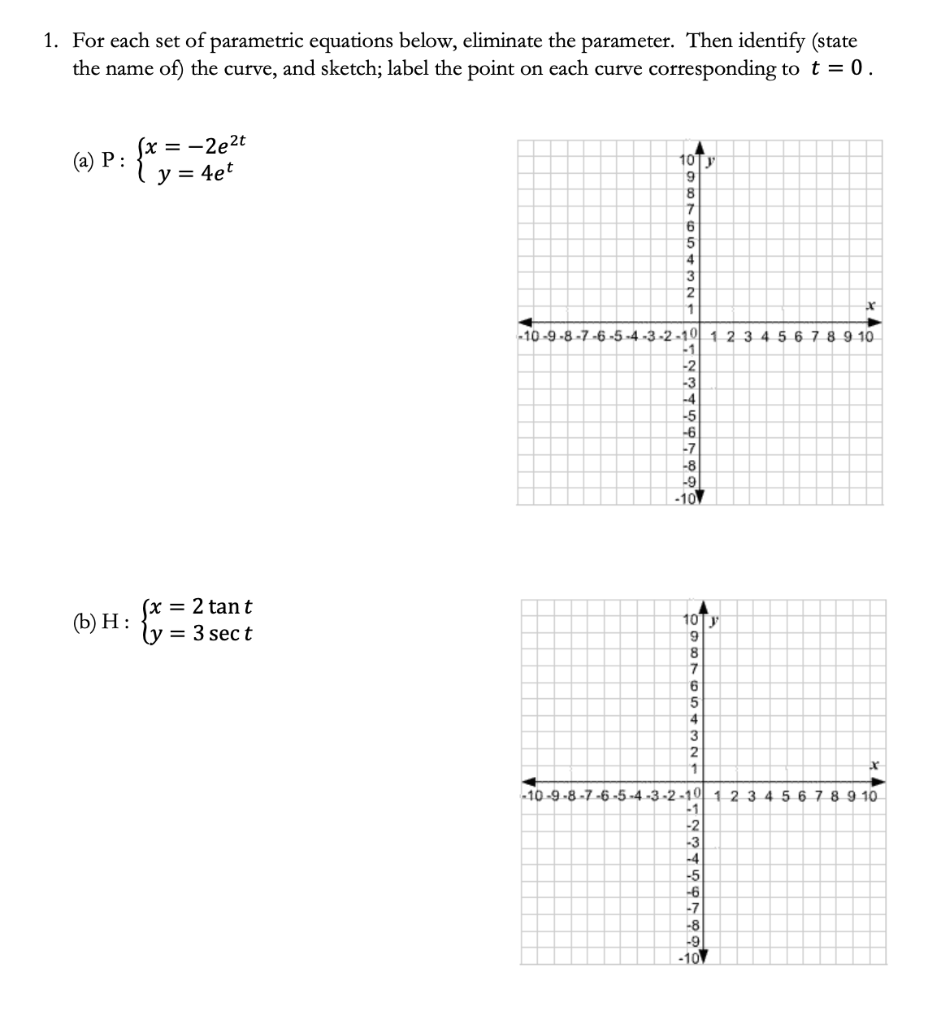 Solved 1. For each set of parametric equations below, | Chegg.com