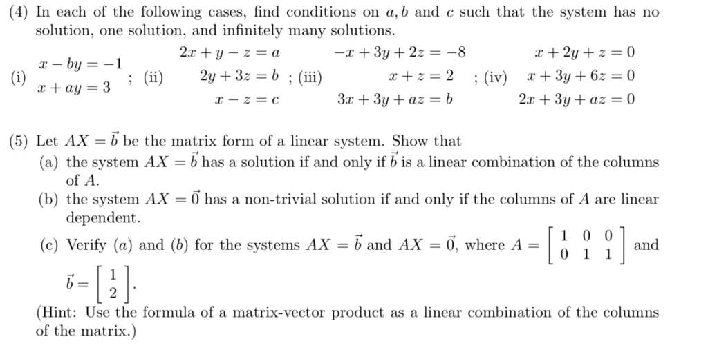 Solved (4) In Each Of The Following Cases, Find Conditions | Chegg.com