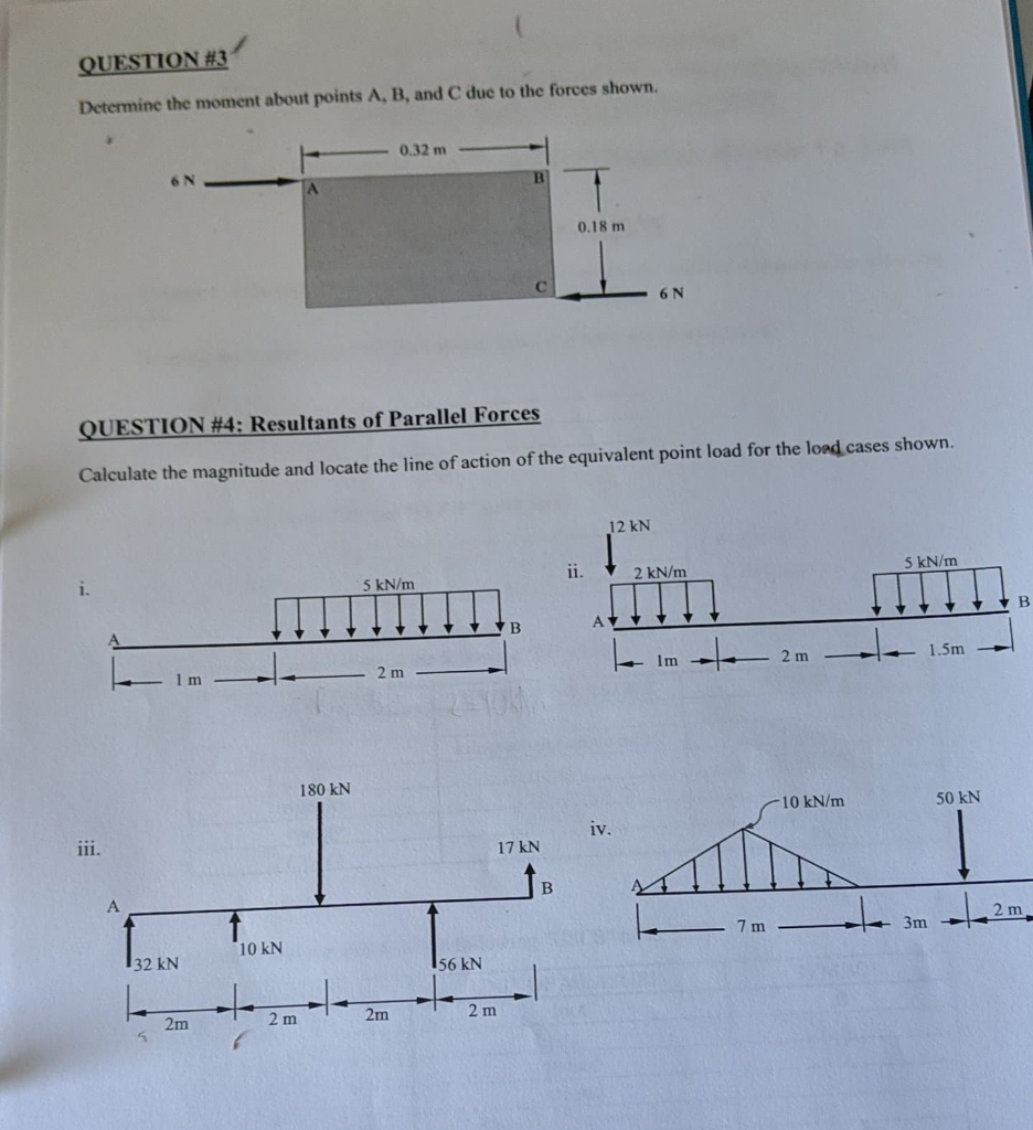 Solved QUESTION #3: Determine The Moment About Points A, B, | Chegg.com