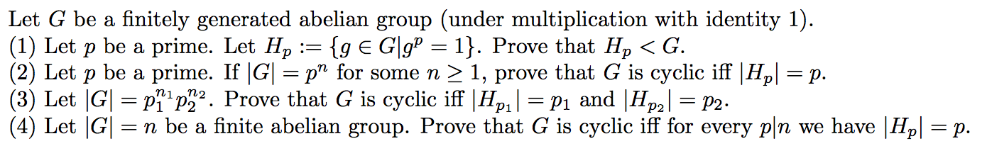 Solved Let G Be A Finitely Generated Abelian Group Under