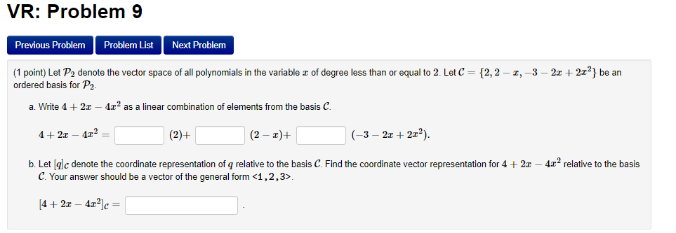 Solved VR: Problem 9 Previous Problem Problem List Next | Chegg.com