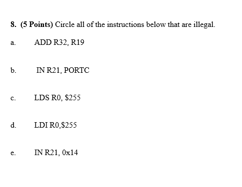 Solved 8. (5 Points) Circle All Of The Instructions Below | Chegg.com