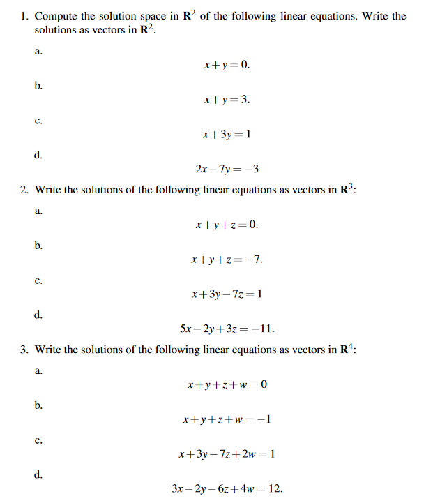 Solved 1. Compute the solution space in R2 of the following | Chegg.com