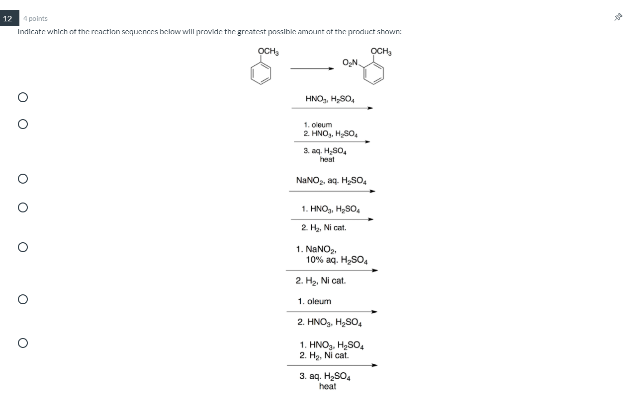 Solved 12 4 Points Indicate Which Of The Reaction Sequenc Chegg Com